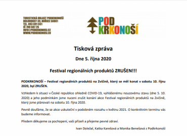 Zrušení festivalu regionálních produktů