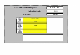 Svozový kalendář pro rok 2022